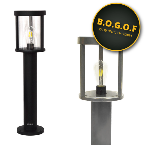 BOGOF Edisol Traditional Solar Post Light - black and silver