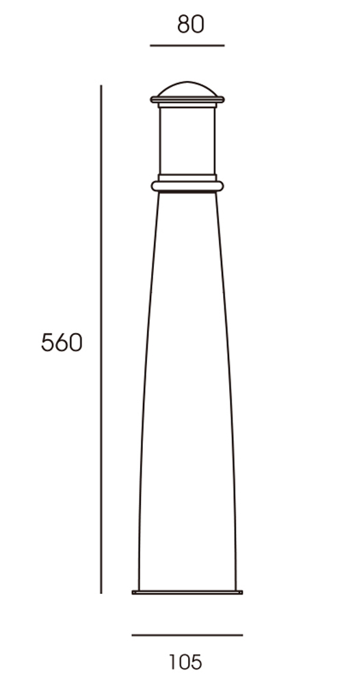 Beacon Brass Bollard Line Drawing