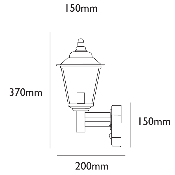 Classica PIR Wall Light Dimensions - Line Drawing