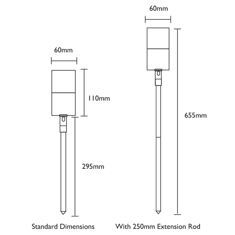 240v spike light dimensions