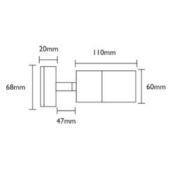 Smartspot - GU10 Outdoor Adjustable Spotlight Measurements Line Drawing