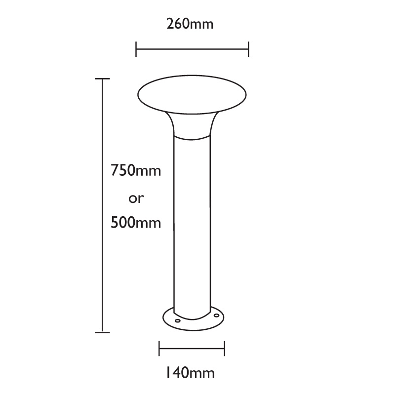 Tulipa Path Light Dimensions