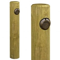 Timber Path Light - Pine Post Bollard with 240v Slatlite