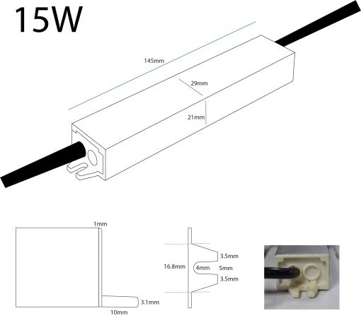 15W 24V LED Driver Dimensions