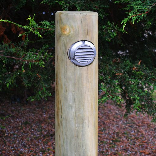 Radiata - Timber Pine Post Bollard with 12v Slatlite LED Light (Aged Silver) - Image 2