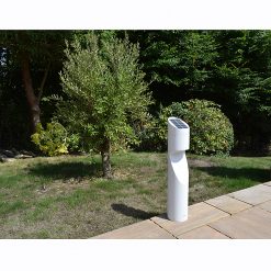 Eccentrica White Solar Bollard in situ