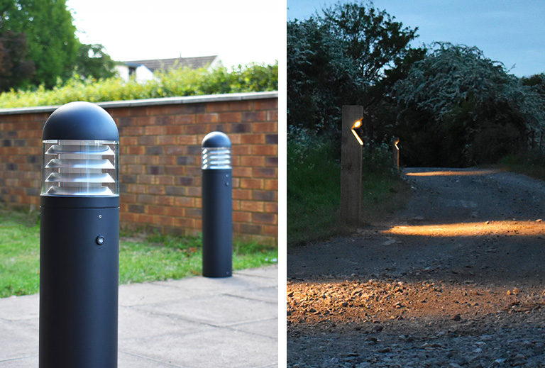 Lighting bollards along pathway